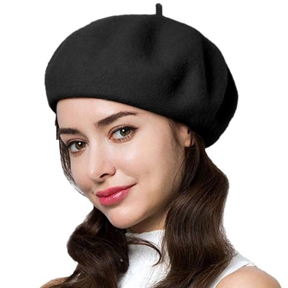 Vintage Accessories - Wool Beret Black French Style Francophile Classic